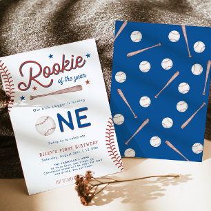 Rookie van het Jaar Eerste Verjaardag Honkbal Fees Kaart