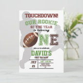 Rookie van het Jaar Eerste Verjaardag Jongen Footb Kaart (Staand voorkant)