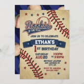 Rookie van het jaar eerste verjaardag uitnodiging (Voorkant / Achterkant)