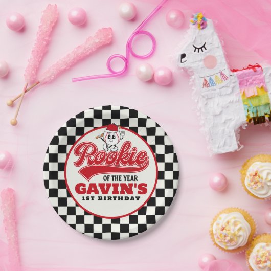 Rookie van het Jaar Gepersonaliseerde Honkbal Verj Papieren Bordje (Feest)