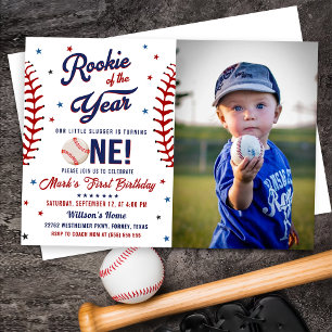 Rookie van het Jaar Honkbal 1e Verjaardag Foto Kaart