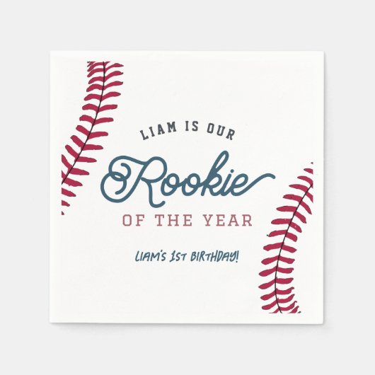 Rookie van het Jaar Honkbal 1e Verjaardag Servet (Voorkant)