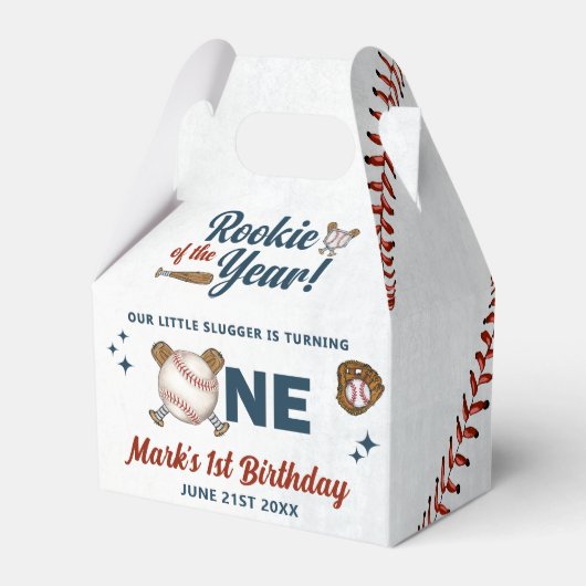 Rookie van het Jaar Honkbal 1e Verjaardagsfeest Bedankdoosjes (Voorkant Zijde)