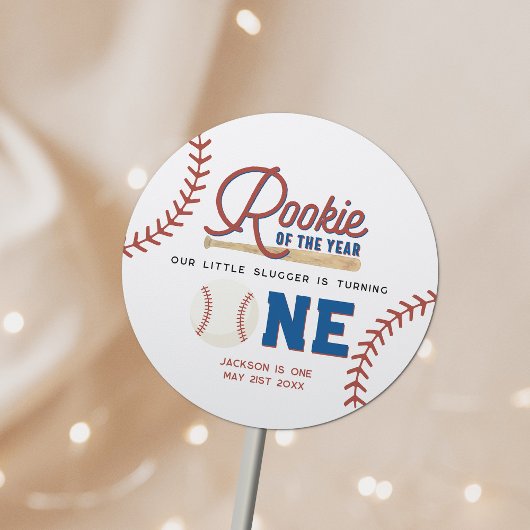 Rookie van het Jaar Honkbal 1e Verjaardagsfeest Ronde Sticker