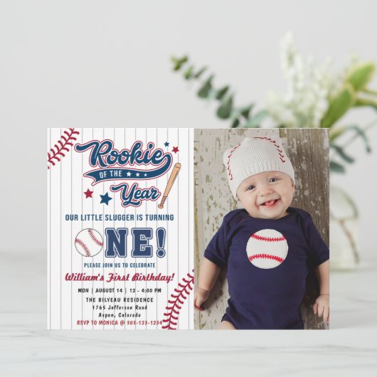 Rookie van het Jaar Honkbal Eerste 1e Verjaardag Kaart (Staand voorkant)