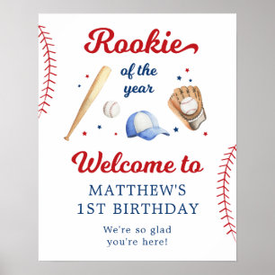 Rookie van het Jaar Honkbal Eerste Verjaardag Welk Poster