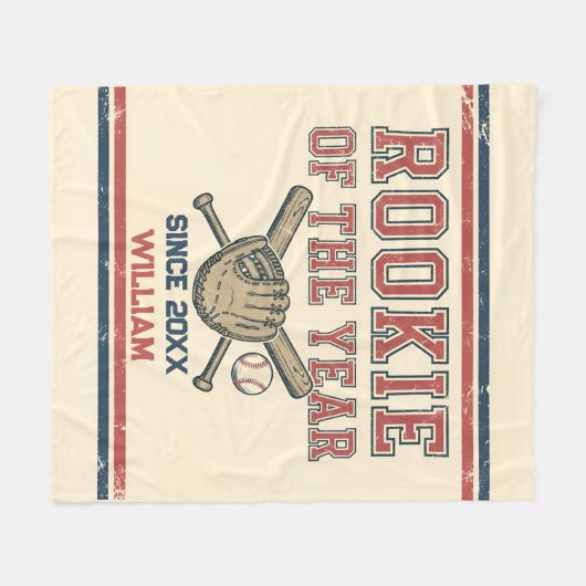 Rookie van het Jaar Honkbal Fleece Deken (Voorkant (Horizontaal))