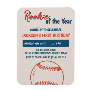 Rookie van het Jaar Honkbal Verjaardagsfeest Magneet
