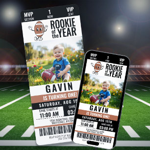Rookie van het Jaar Retro Football Foto Verjaardag Kaart