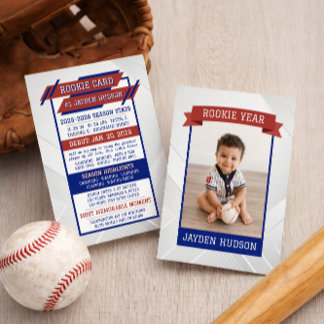 Rookie Year 1st Birthday Milestones Baseball Card Informatiekaartje