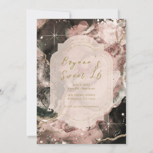 Rookkleurig Roze Sterrenstelsel Aquarel Goud Zoet  Kaart