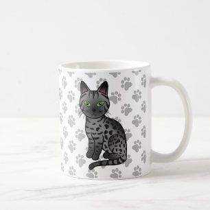 Rookkleurige Egyptische Mau Cute Cartoon Kat Illus Koffiemok