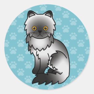 Rookmantel Kleur Perzische Ras Kat Illustratie Ronde Sticker