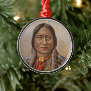 Rooksignalen: Lakota Indian Chief Sitting Bull Metalen Ornament