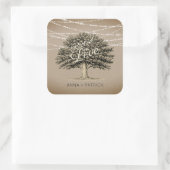Rookt in Love Rustic Tree String Lights Wedding Vierkante Sticker (Tas)