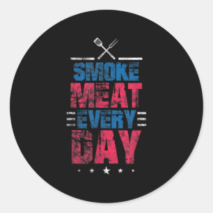Rookvlees Dagelijks Grappig Patriottisch Barbeque Ronde Sticker