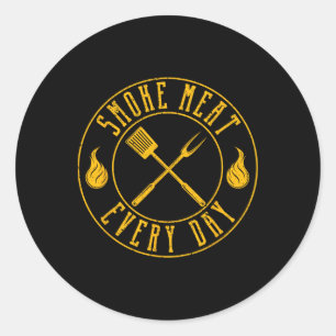Rookvlees Elke Dag Grappige BBQ Roker Grillen Smo Ronde Sticker