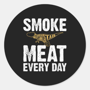 Rookvlees Elke Dag Grappige BBQ Roker Papa Grillen Ronde Sticker