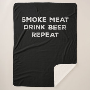 RookvleesDrink Rook Bier herhalen   Funny BBQ Love Sherpa Deken