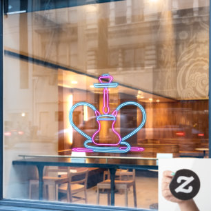 Rookwinkel nep neon uithangbord Hookah Pijp  Raamsticker
