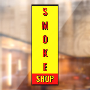 Rookwinkel Reclame Rood Geel Zwart Raamsticker