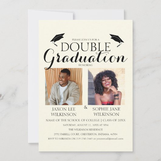 Room Dubbel Afstuderen 2 Foto Afstudeerfeest Kaart (Voorkant)