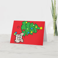 Room Frenchie met Kerstboom op Rood
