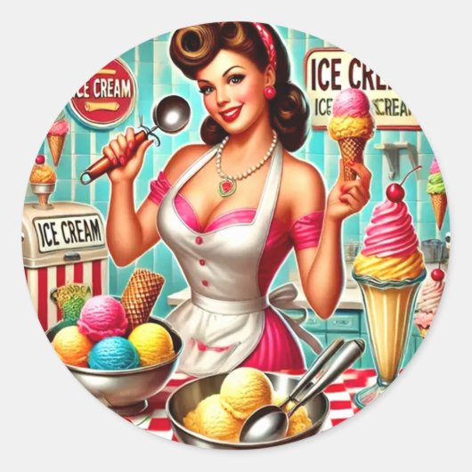 Roomijs Ronde Sticker (Voorkant)