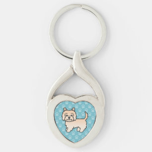 Roomkleurige Cairn Terrier Cartoon Hondenillustrat Sleutelhanger