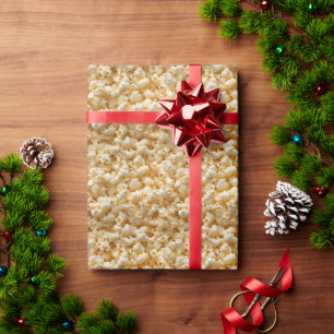 Roomkleurige en gouden close-upillustratie van pop cadeaupapier