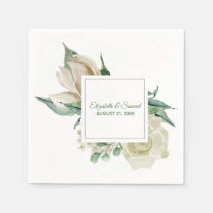 Roomkleurige Hortensia Waterverf Kader Bruiloft Servet