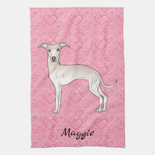 Roomkleurige Italiaanse Greyhound Lieve Hond Op Ro Theedoek
