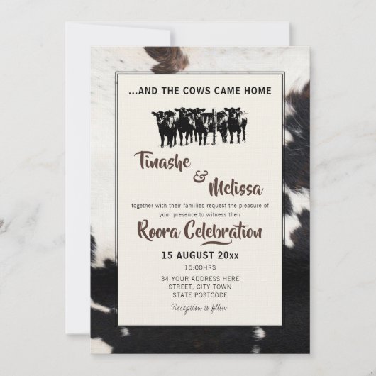 Roora Lobola Onderhandeling Traditionele Bruiloft Kaart (Voorkant)
