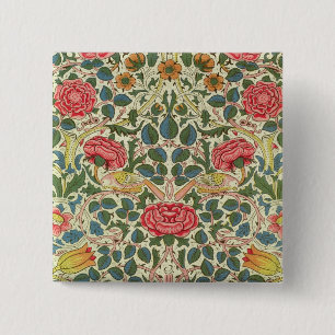 "Roos", 1883 (bedrukt katoen) Vierkante Button 5,1 Cm