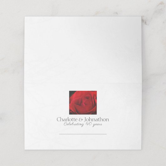 Roos 40e Ruby jubileum plaatskaarten (Buitenkant ongevouwen)