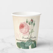 Roos 90th Birthday Party Paper cup Papieren Bekers (Voorkant)