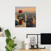 Roos aan de Rand - Painterly Style Cityscape Art Poster (Thuiskantoor)
