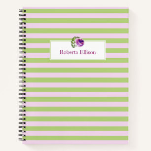 Roos Aangepaste naam Waterverf Stripes Business Notitieboek