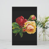 Roos afdrukAccessoires - zwart, rood, Briefpapier (Staand voorkant)