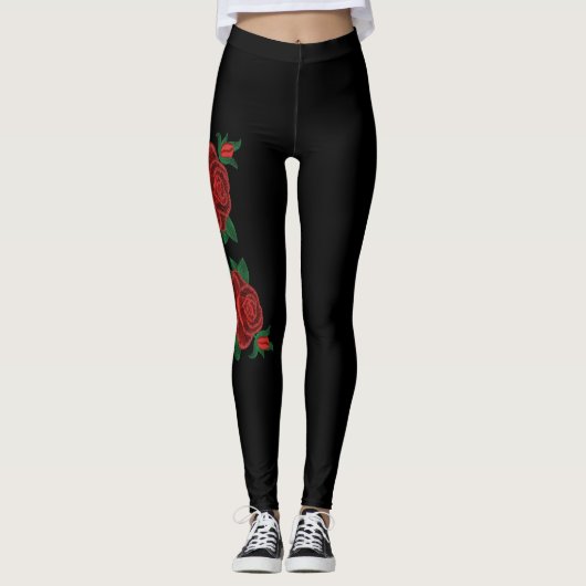 Roos afdrukken Leggings (Voorkant)