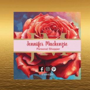  Roos AI Generated Floral Design Vierkante Visitekaartje