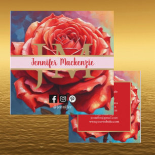  Roos AI Generated Floral Design Vierkante Visitekaartje