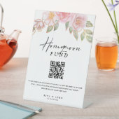 Roos Anjer Honeymoon Fund Cash QR Code Huwelijk Reclamebord Met Voetstuk (Insitu)