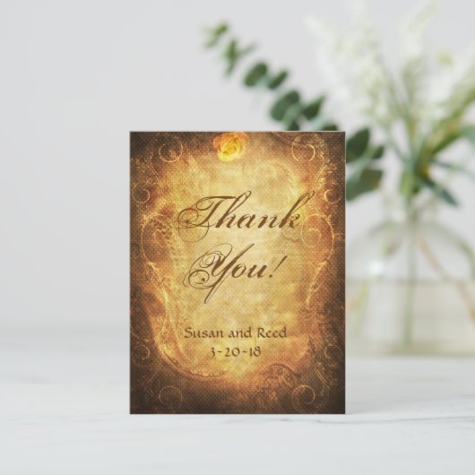 Roos Antiek Steampunk Dank u bruiloft Briefkaart (Staand voorkant)