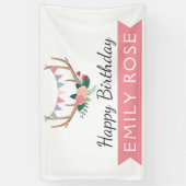 Roos Antlers & Party Bunting Verjaardagsdecor Spandoek (Verticaal)