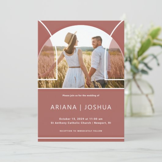 Roos Arch Photo Weddenschap Kaart (Staand voorkant)