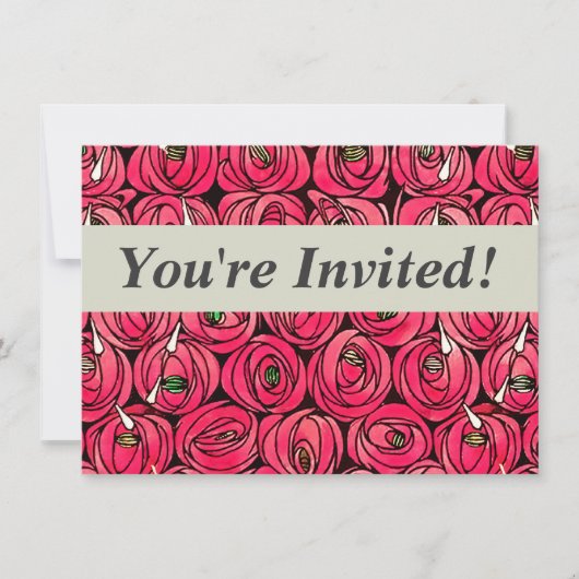 Roos Art Nouveau Rennie Macintosh Graphic Kaart (Voorkant)