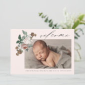  roos baby foto geboorteaankondiging kaart (Staand voorkant)