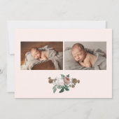  roos baby foto geboorteaankondiging kaart (Achterkant)
