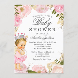 Roos Baby Princess Het is een Meisje Baby shower U Kaart